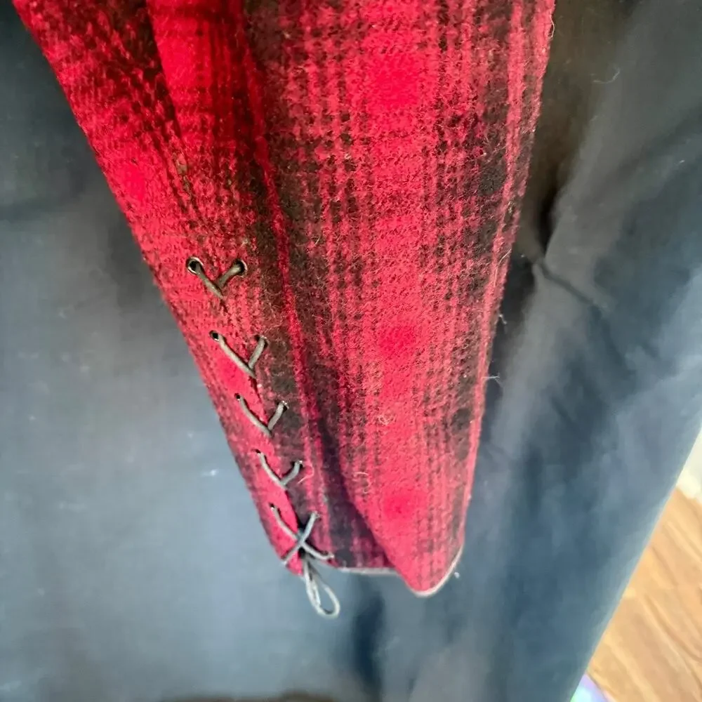 VTG 40/50s Woolrich Wool Hunting Pants Red Plaid Mackinaw Knickers Laced‎ 32x27